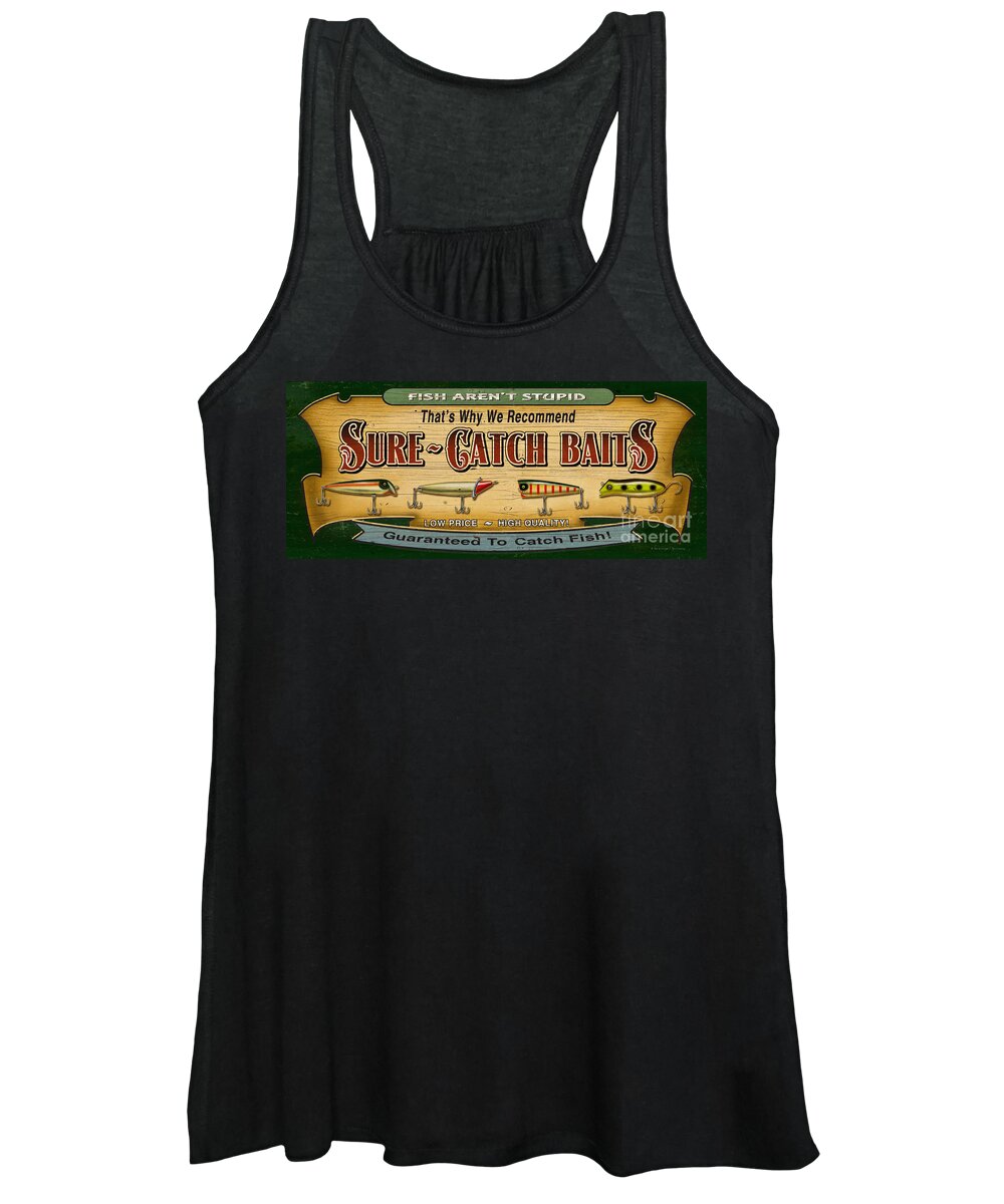 Jon Q Wright Women's Tank Top featuring the painting Sure Catch Baits Sign by JQ Licensing