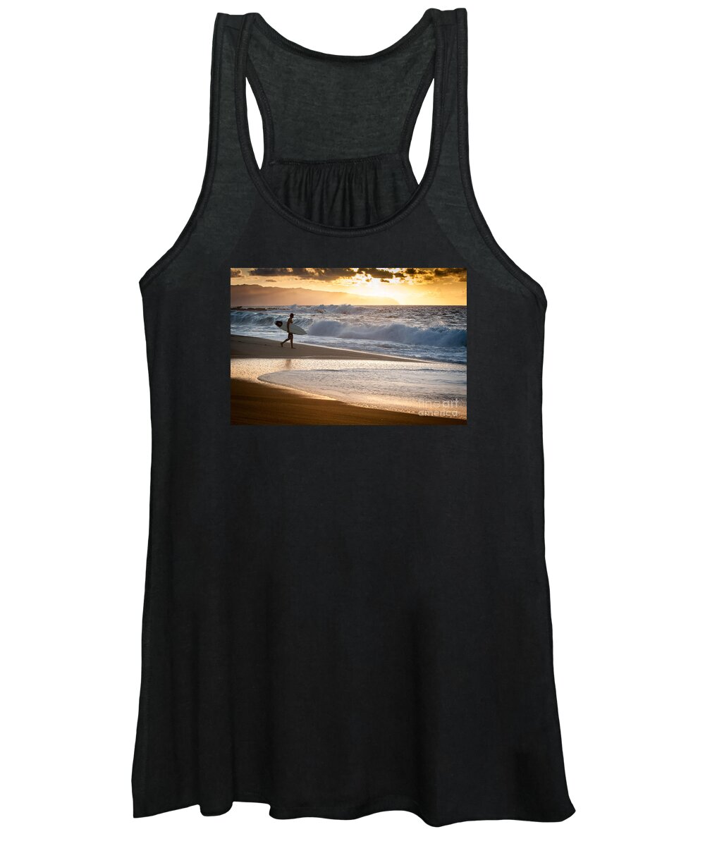 North Shore Women's Tank Top featuring the photograph Surfer on Beach by Patti Schulze