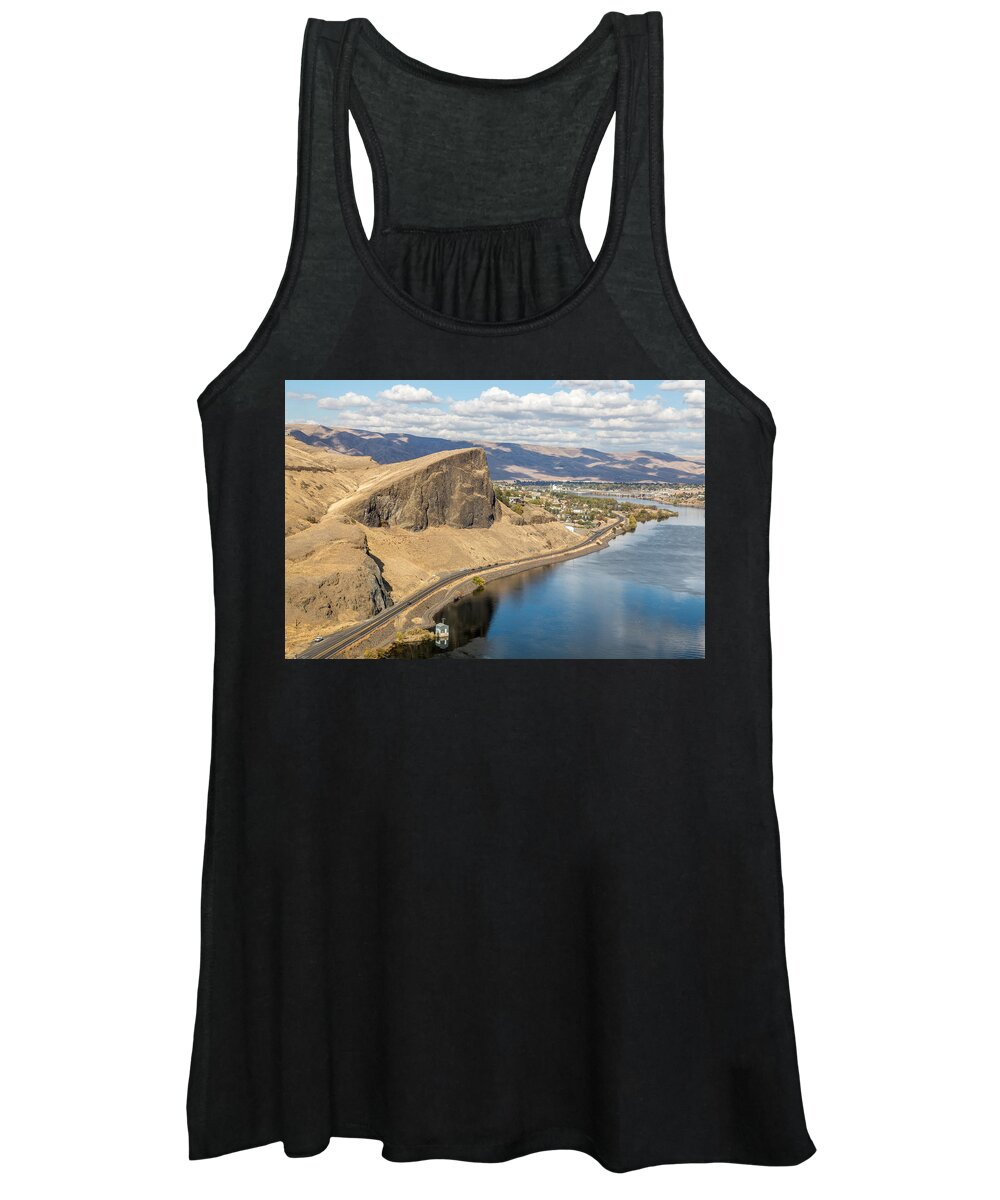 Swallows Nest Rock Women's Tank Top featuring the photograph Swallows Nest Rock from Helicopter by Brad Stinson