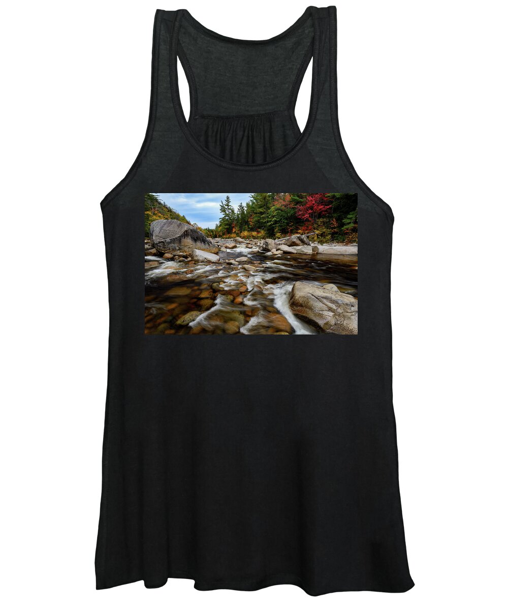 Swift River Nh Women's Tank Top featuring the photograph Swift River Autumn NH by Michael Hubley