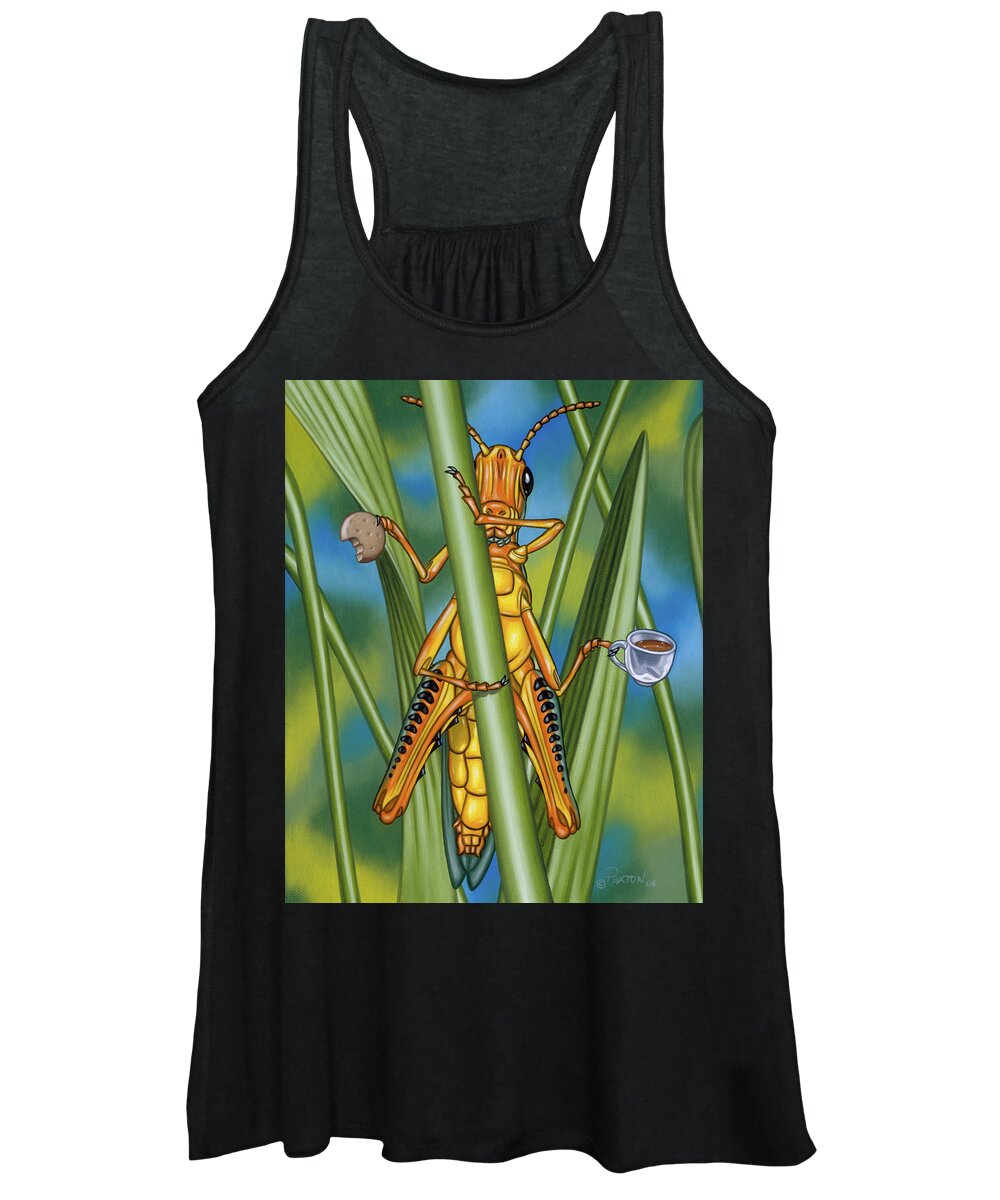 Grasshopper Women's Tank Top featuring the painting Tea Time by Paxton Mobley