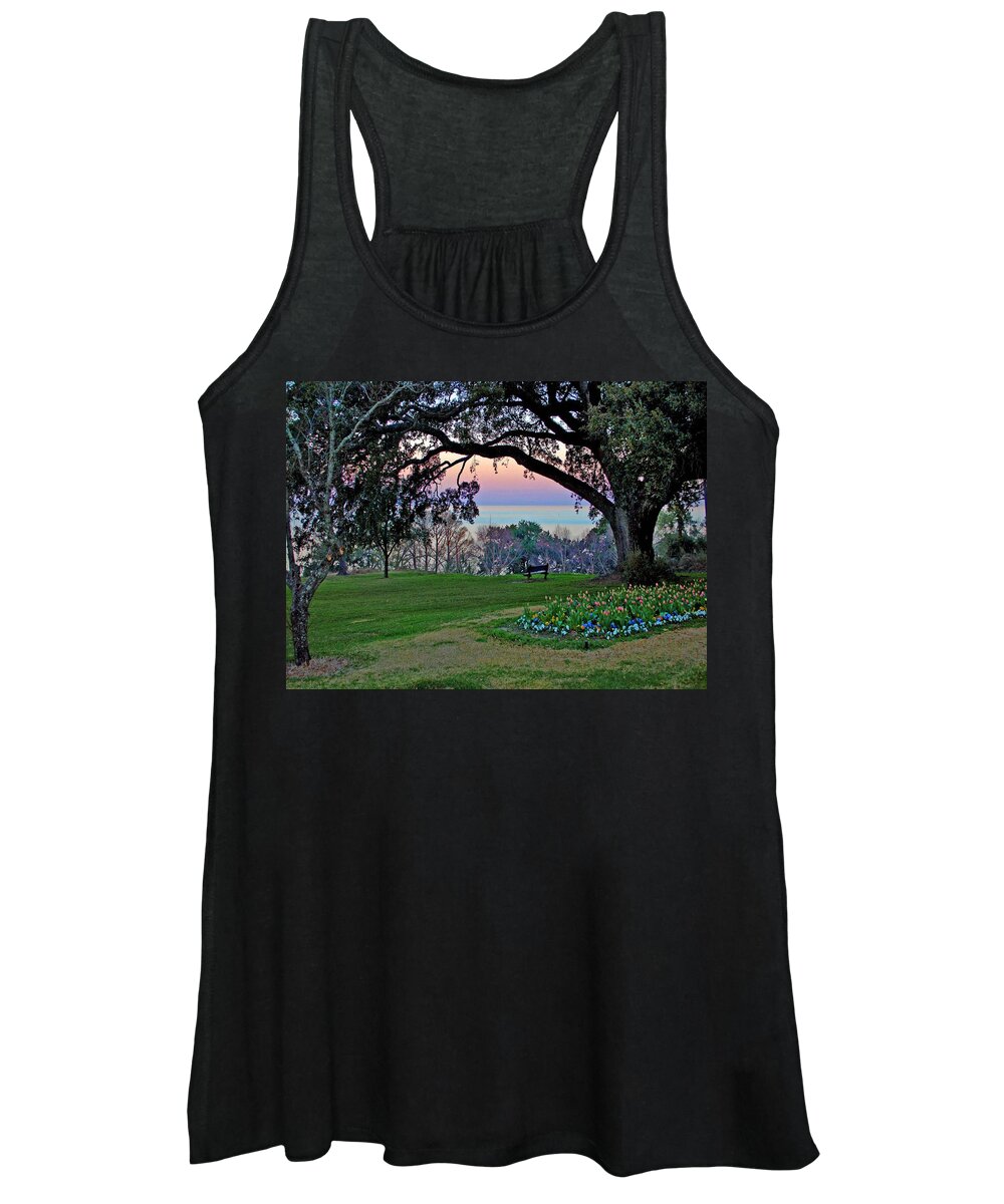 Fairhope Women's Tank Top featuring the painting The Bay View Bench by Michael Thomas