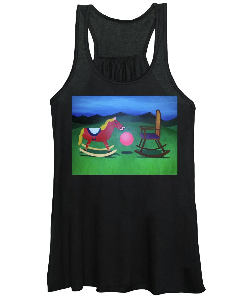 Surrealism Women's Tank Top featuring the painting The Floating In-Between by Thomas Blood