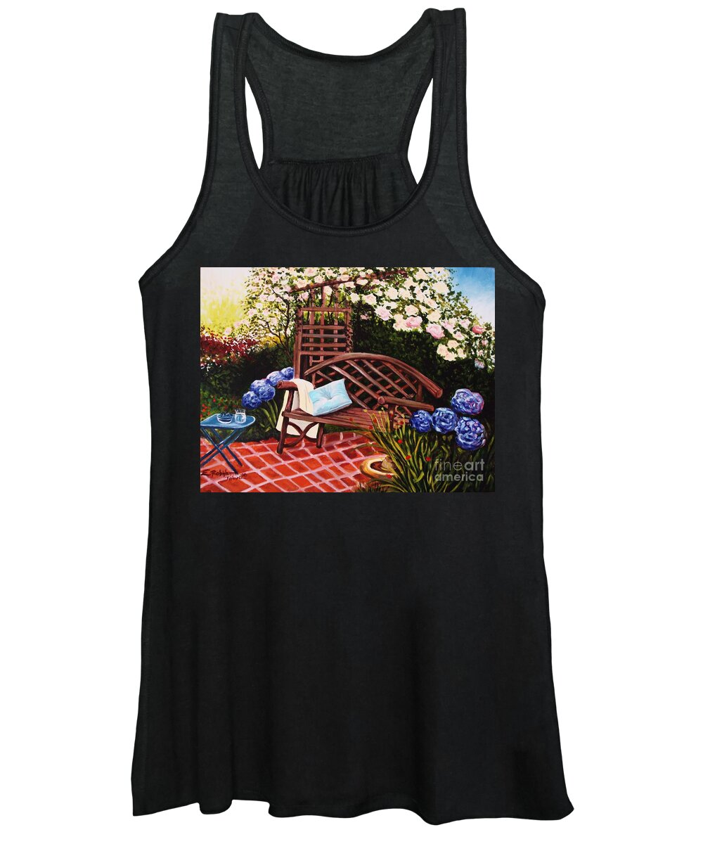 Landscape Women's Tank Top featuring the painting The Garden by Elizabeth Robinette Tyndall