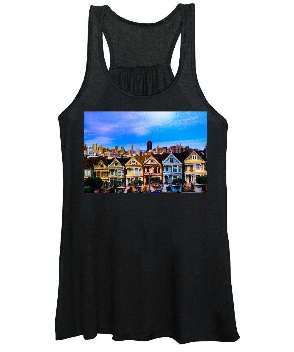 Alamo Square Women's Tank Top featuring the photograph The Ladies of Alamo Square by Paul LeSage