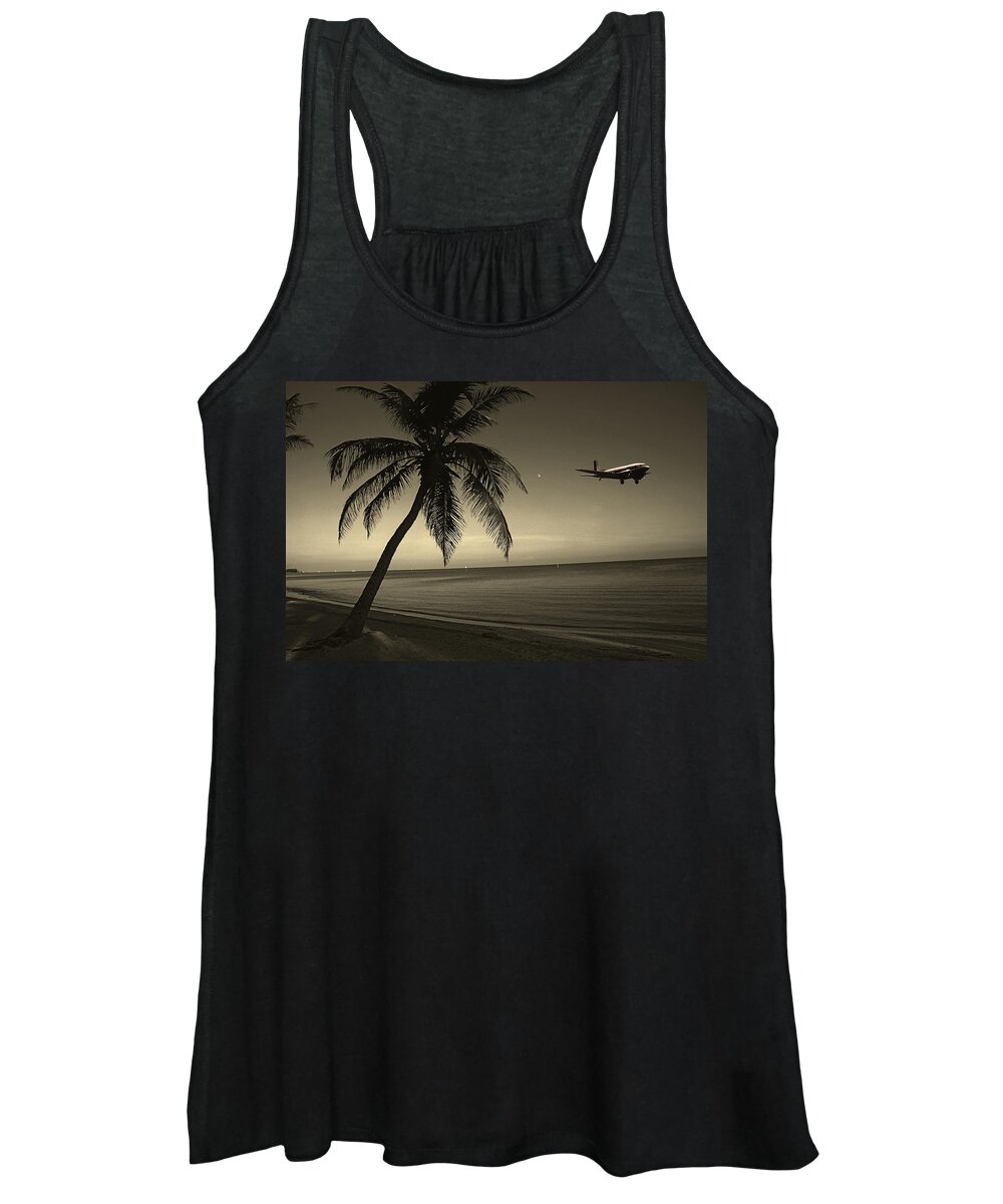 Palm Women's Tank Top featuring the photograph The Last Flight Out by Susanne Van Hulst