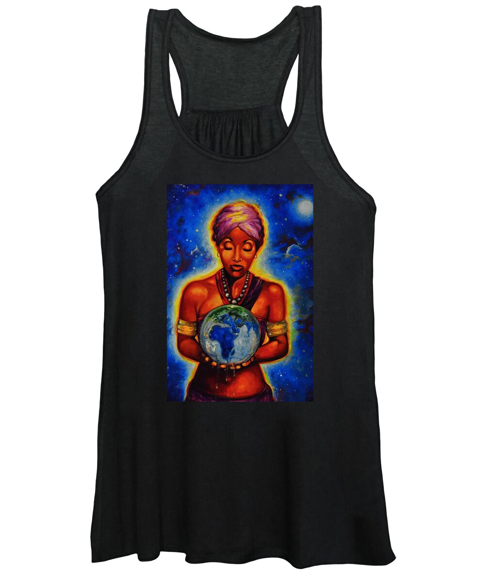 African American Art Women's Tank Top featuring the painting The Law Of Attracion by Emery Franklin
