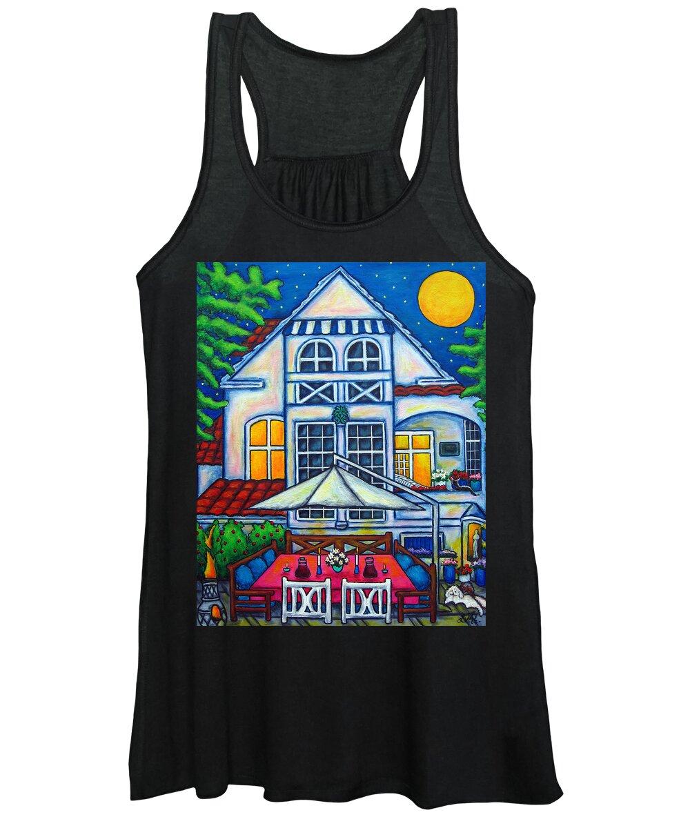 Denmark Women's Tank Top featuring the painting The Little Festive Danish House by Lisa Lorenz