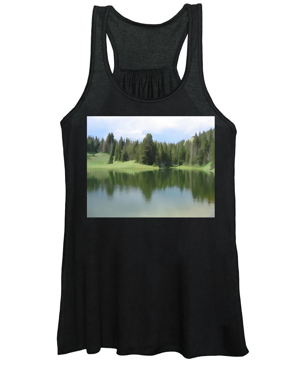 Pond Women's Tank Top featuring the digital art The Morning Calm by Gary Baird
