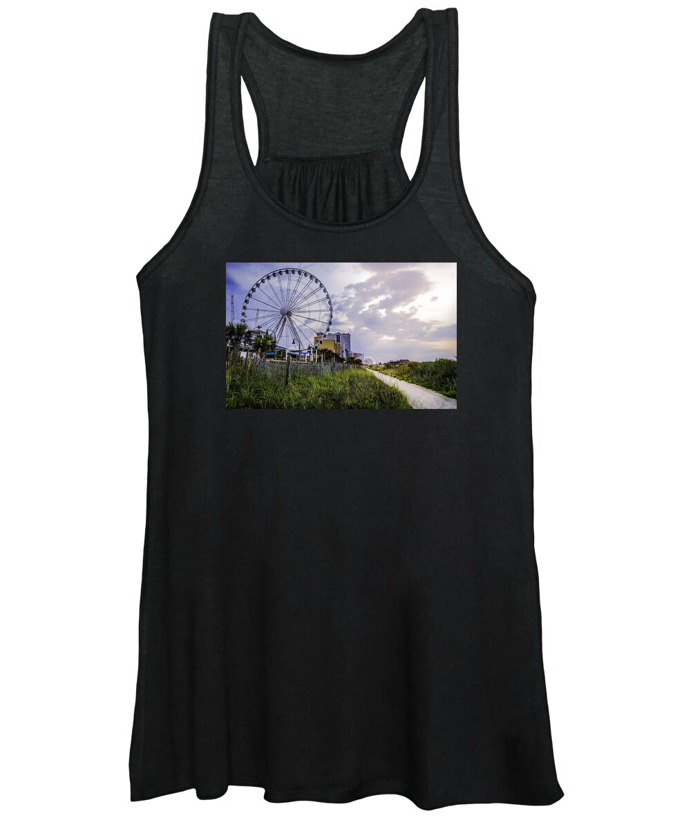 Horry Women's Tank Top featuring the photograph The Myrtle Beach, South Carolina Skywheel at Sunrise. by David Smith