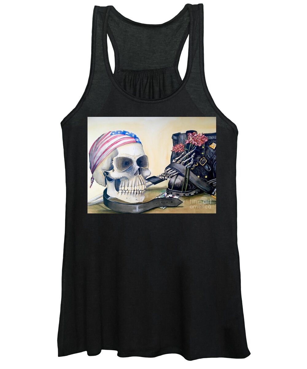  Skull Women's Tank Top featuring the painting The Rider by Mastiff Studios