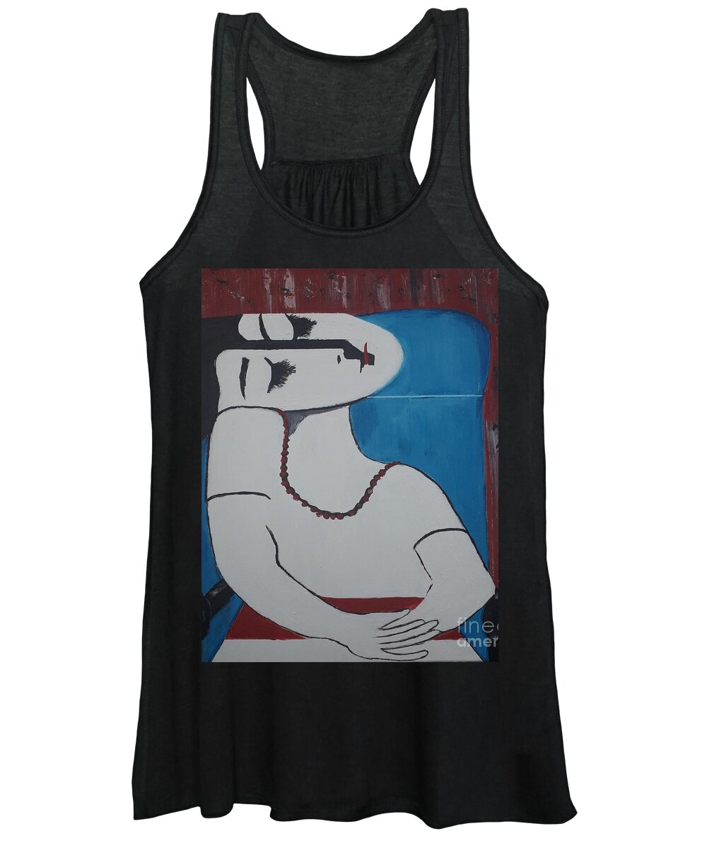 Sleeping Woman Women's Tank Top featuring the painting The Sleeping Duchess by Denise Morgan