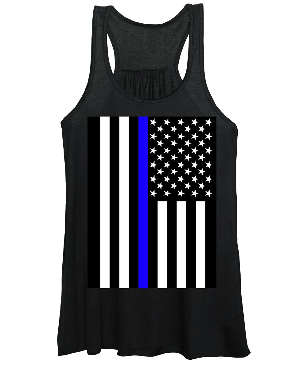  Women's Tank Top featuring the digital art The Symbolic Thin Blue Line US Flag Law Enforcement Police by Garaga Designs