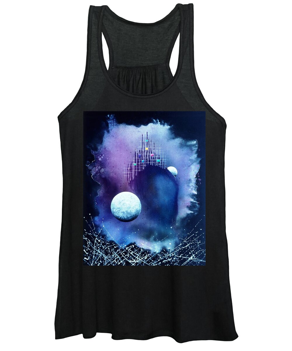 Spiritual Women's Tank Top featuring the painting The Twin Moons by Lee Pantas