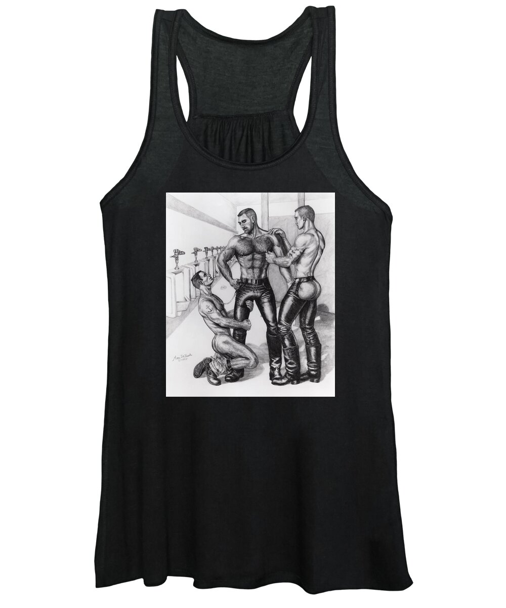 Hairy Women's Tank Top featuring the painting Threeway in Tearoom by Marc DeBauch