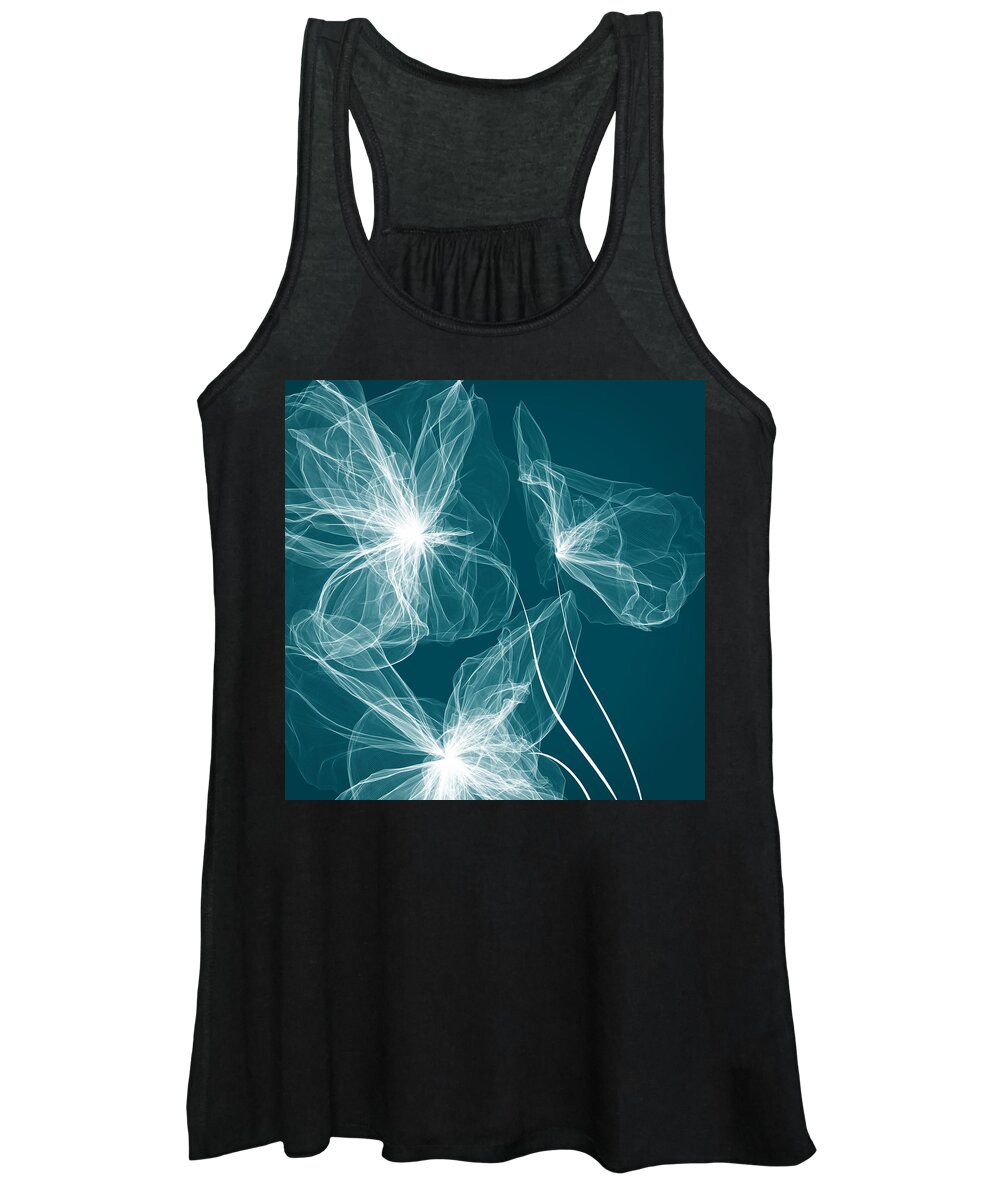 Turquoise And White Women's Tank Top featuring the painting Turquoise And White by Lourry Legarde