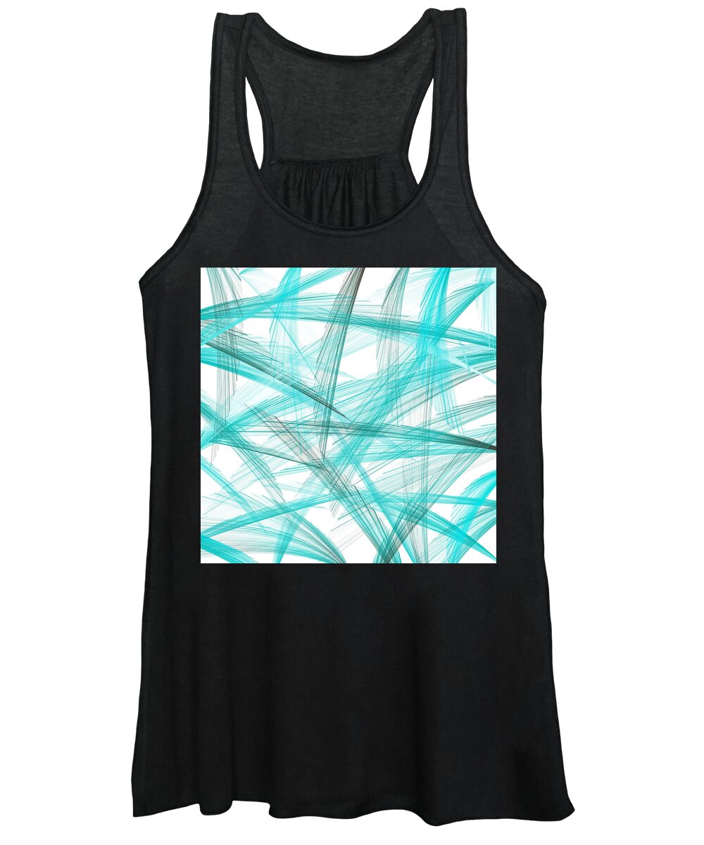Blue Women's Tank Top featuring the painting Turquoise Spikes by Lourry Legarde