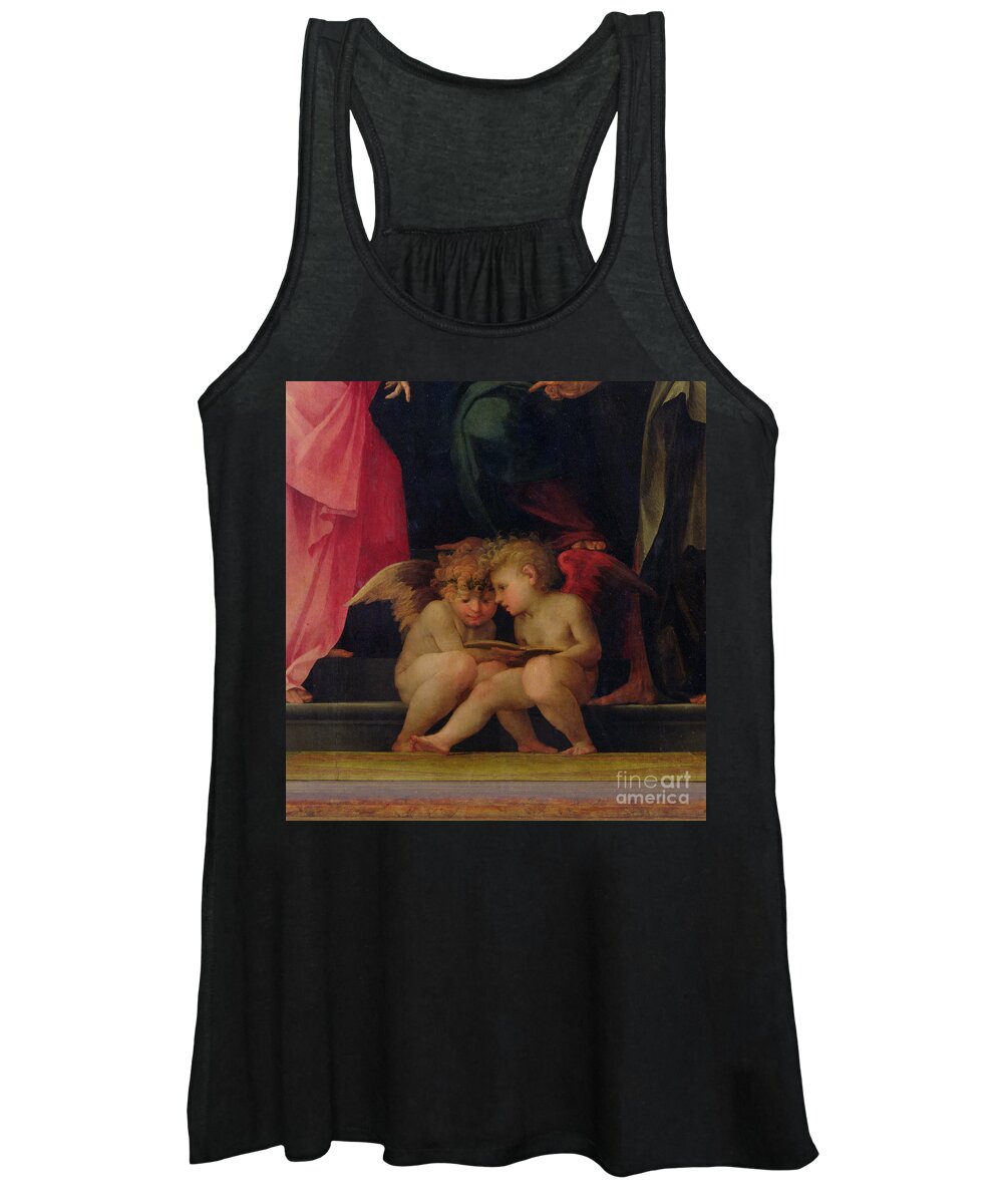 Two Women's Tank Top featuring the painting Two cherubs reading detail from Madonna and Child with Saints by Giovanni Battist Rosso Fiorentino