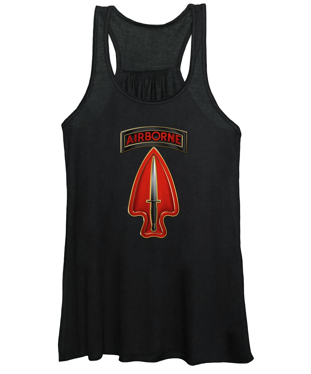 'military Insignia 3d' Collection By Serge Averbukh Women's Tank Top featuring the digital art U. S. Army Special Operations Command - U S A S O C  C S I B over Black Velvet by Serge Averbukh
