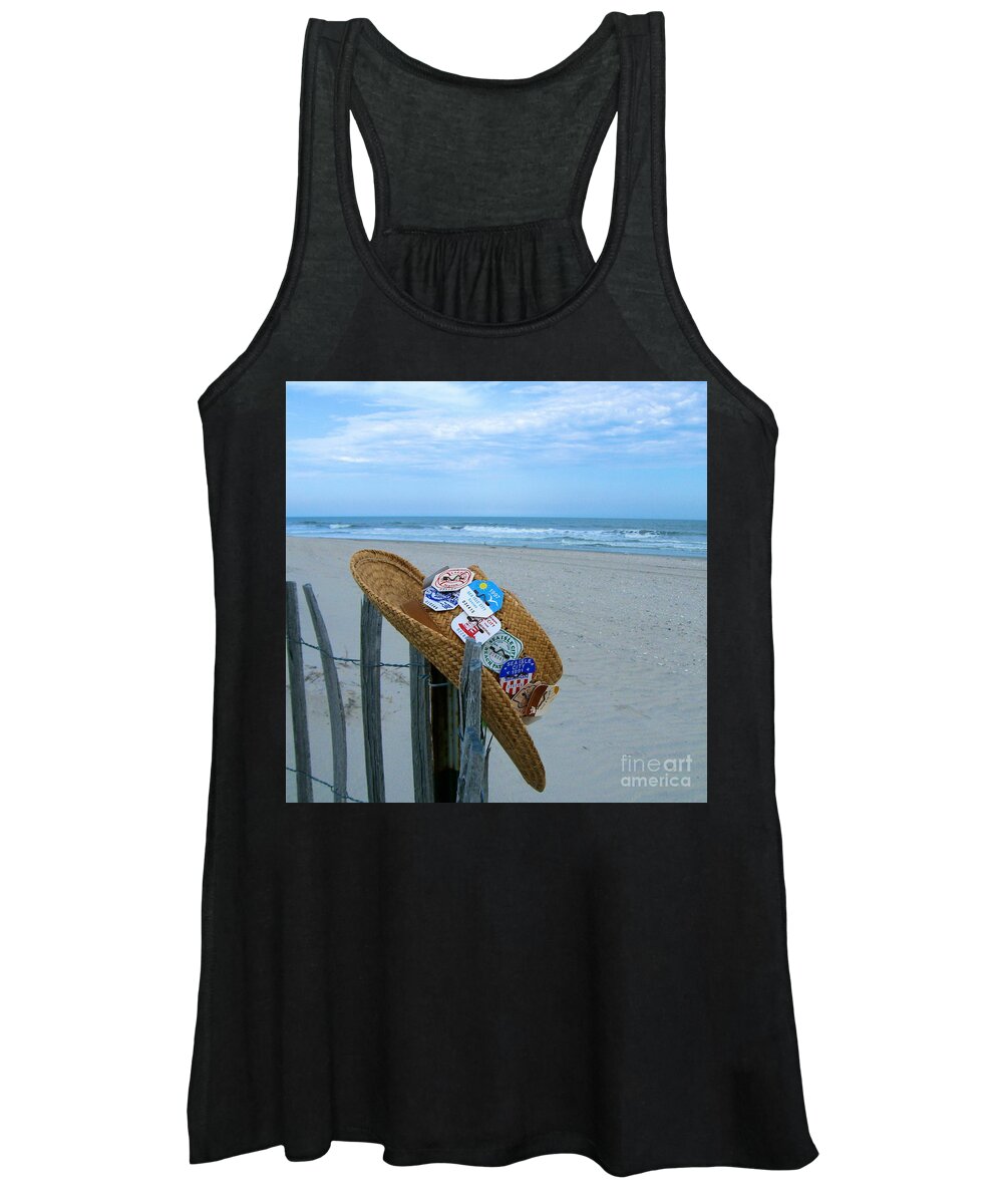 Sea Isle City New Jersey Women's Tank Top featuring the photograph Uncle Carl's Beach Hat by Nancy Patterson