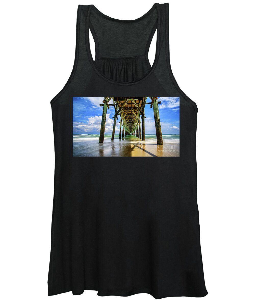 View Women's Tank Top featuring the photograph Under Surf City Pier by DJA Images