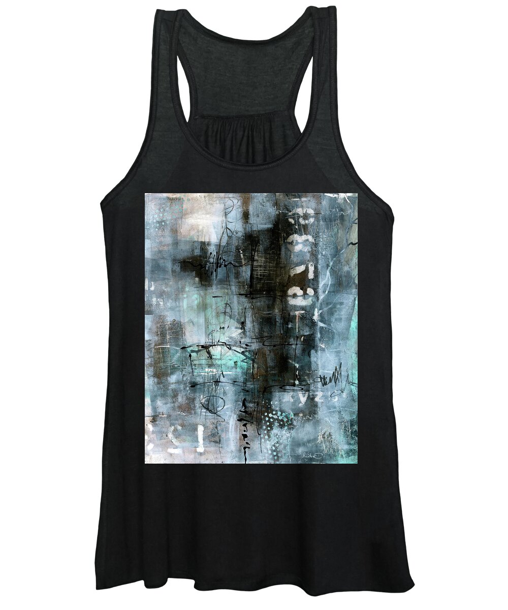 Urban Art Women's Tank Top featuring the painting Blue Graffiti by Patricia Lintner