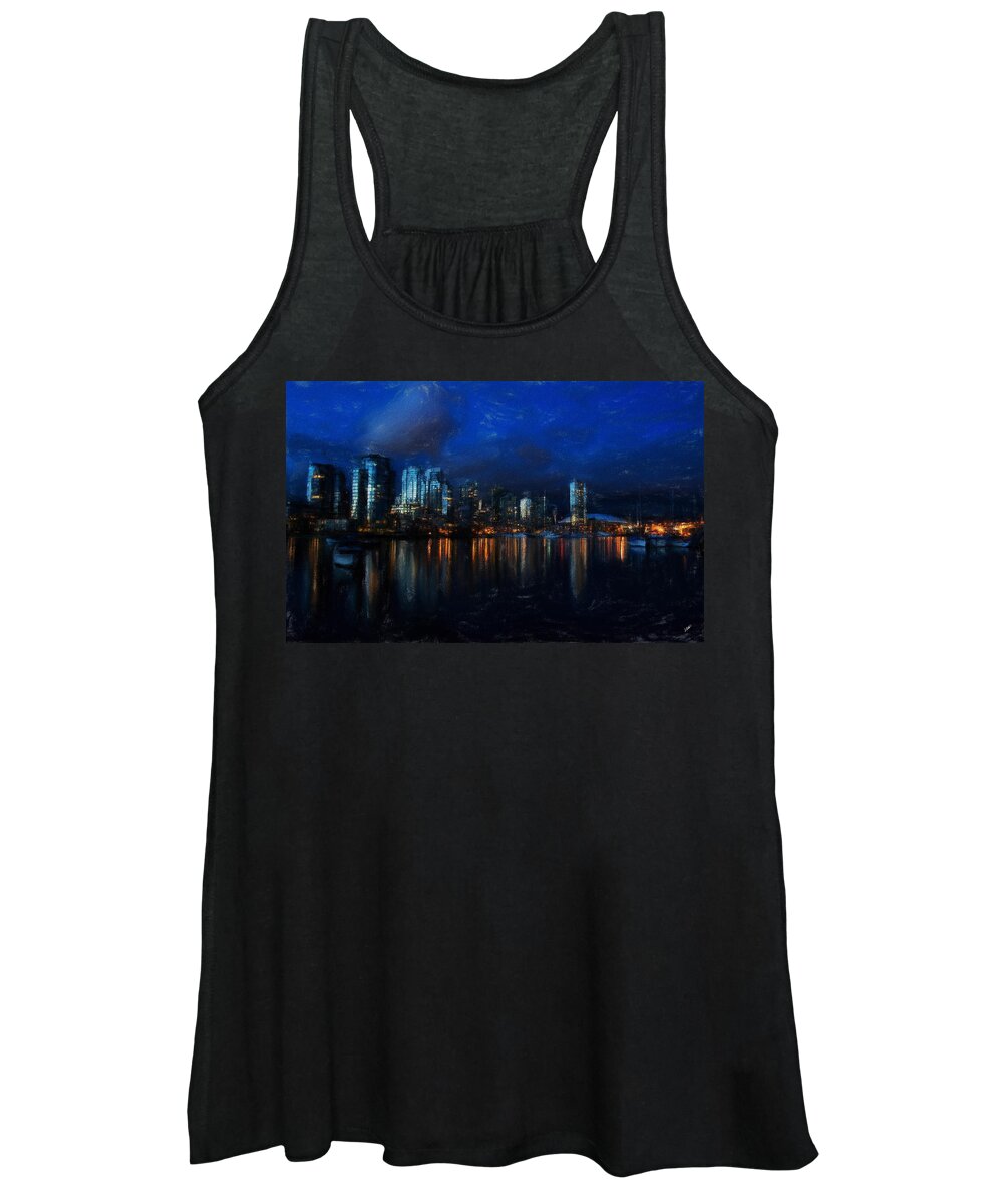 Landscape Women's Tank Top featuring the painting Vancouver at Dusk by Dean Wittle