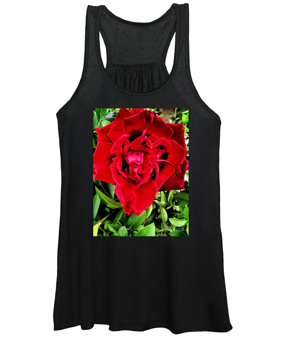 Red Rose Women's Tank Top featuring the photograph Velvet Red Rose by Joan-Violet Stretch