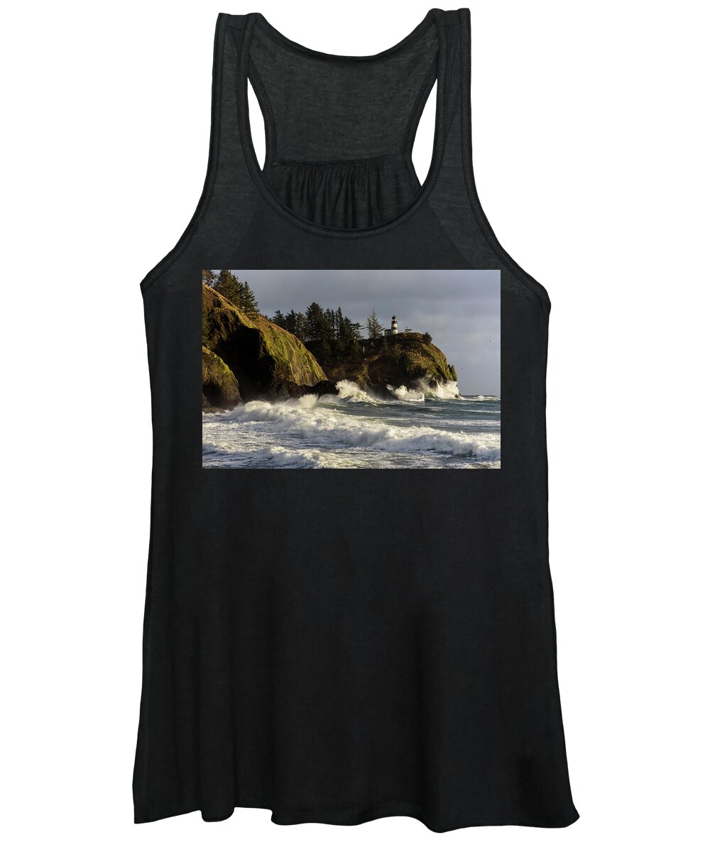Cape Disappointment Women's Tank Top featuring the photograph Vigorous Surf by Robert Potts