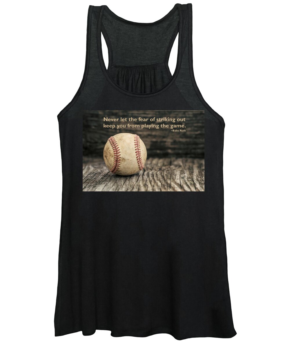 Terry D Photography Women's Tank Top featuring the photograph Vintage Baseball Babe Ruth Quote by Terry DeLuco