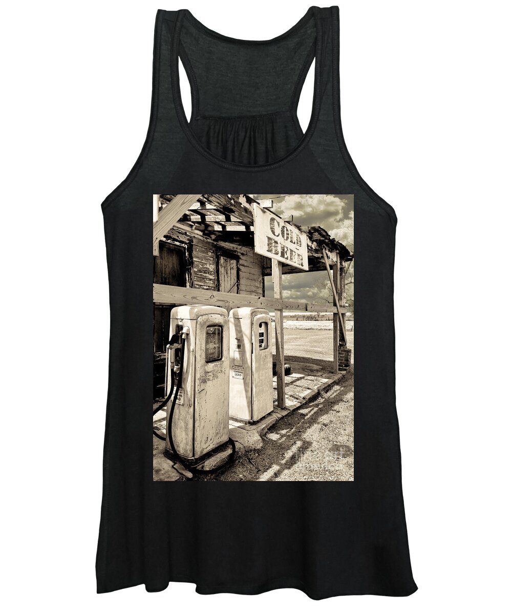 Mancave Women's Tank Top featuring the painting Vintage Retro Gas Pumps by Mindy Sommers