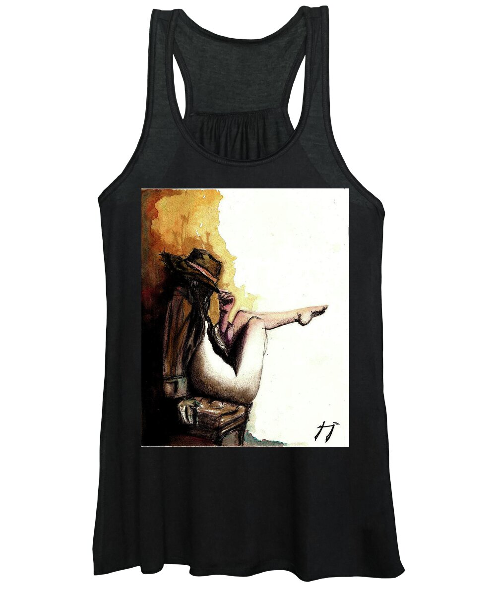 Acrylic Painting Women's Tank Top featuring the painting Waiting by Carlos Paredes Grogan