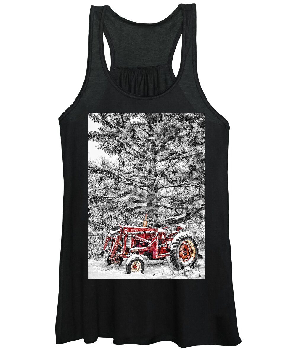 Old Tractor Women's Tank Top featuring the photograph Waiting For Spring by Paul Freidlund