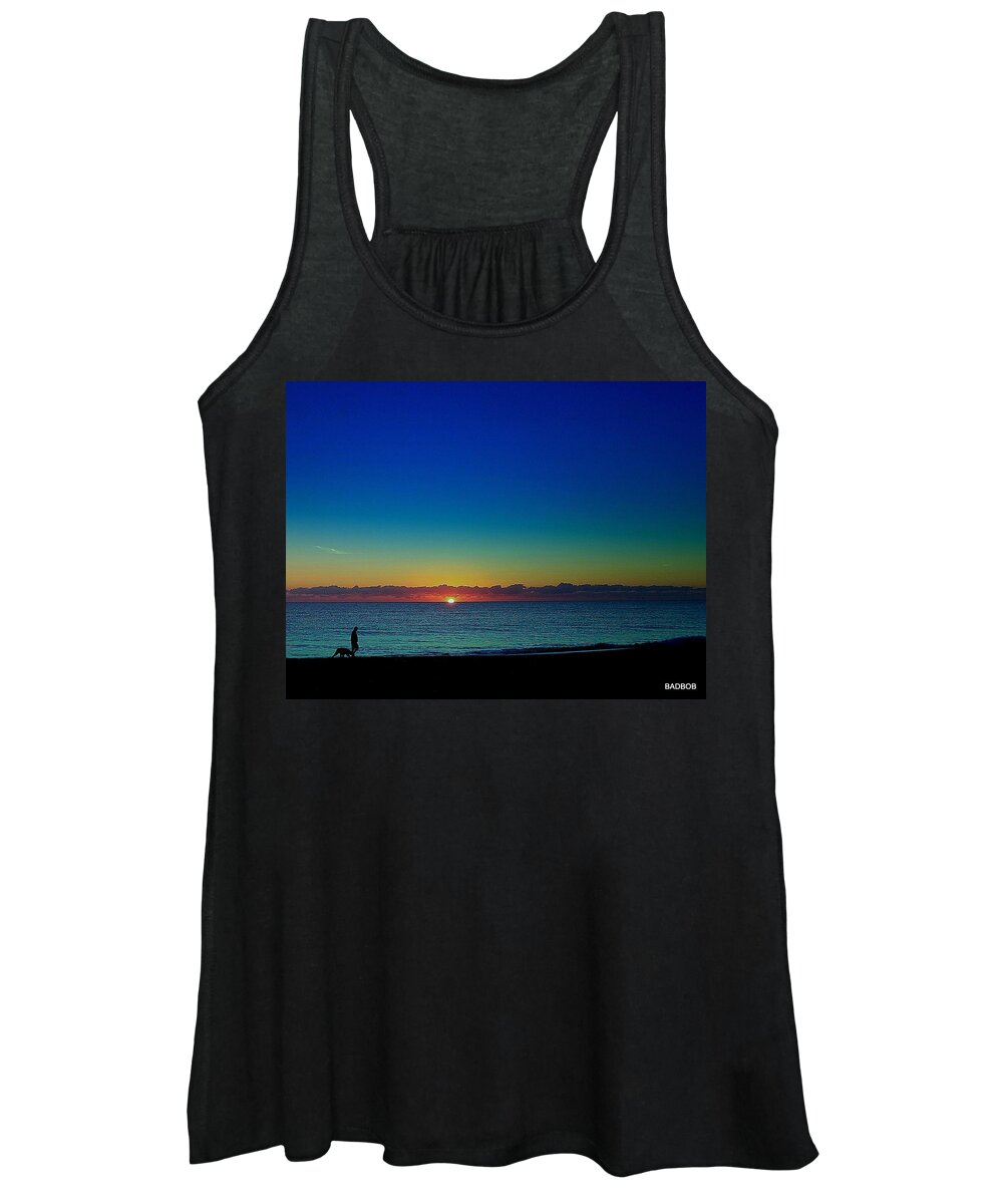 Beach Women's Tank Top featuring the photograph Walking the baddog by Robert Francis