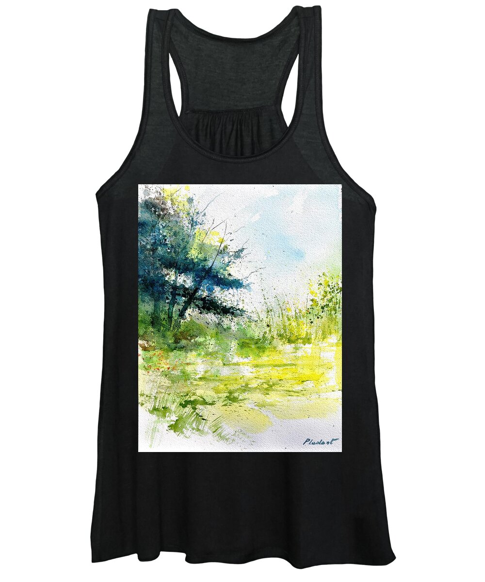 Landscape Women's Tank Top featuring the painting Watercolor 111141 by Pol Ledent