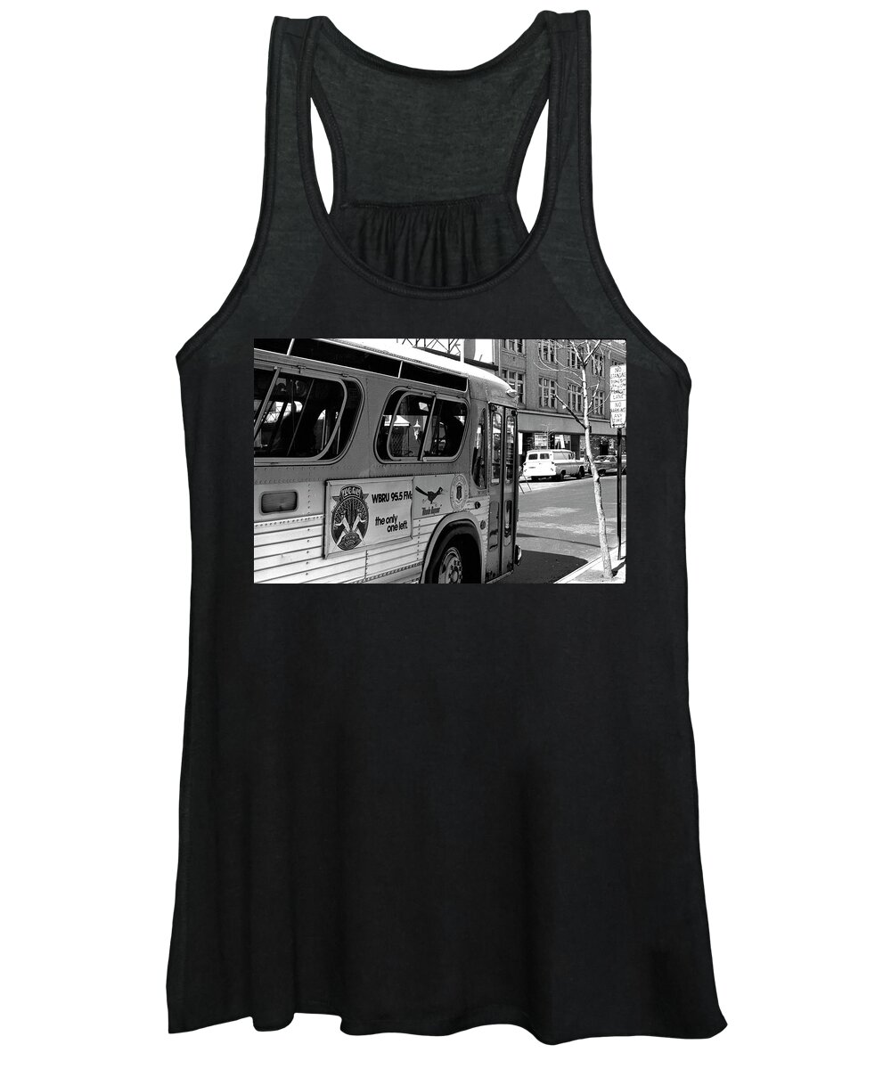 Wbru Women's Tank Top featuring the photograph WBRU-FM Bus Sign, 1975 by Jeremy Butler