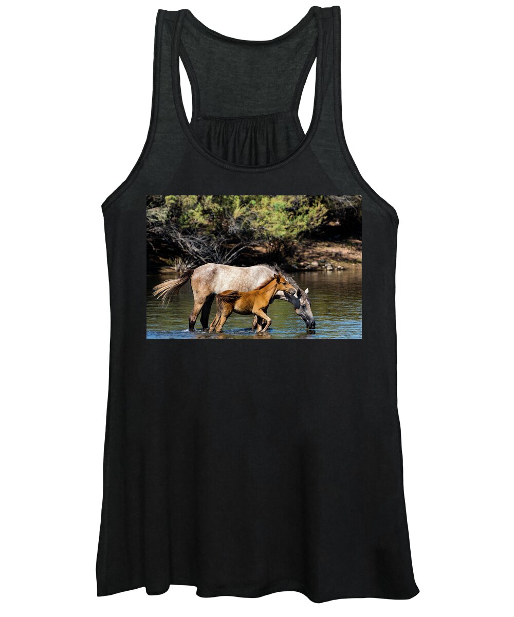 Horse Women's Tank Top featuring the photograph Wild Horses on the Salt River by Douglas Killourie