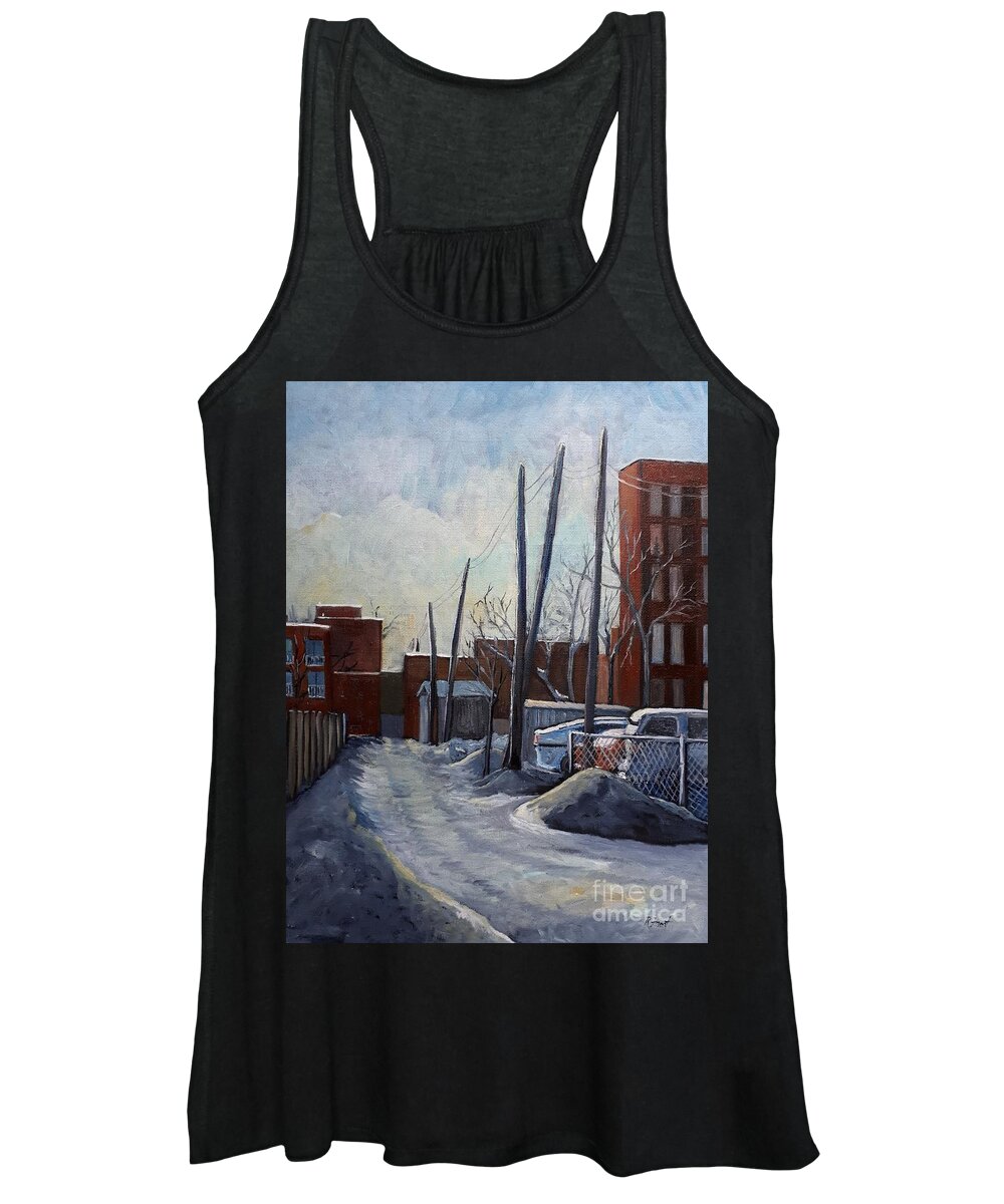 Montreal Women's Tank Top featuring the painting Winter Lane by Reb Frost
