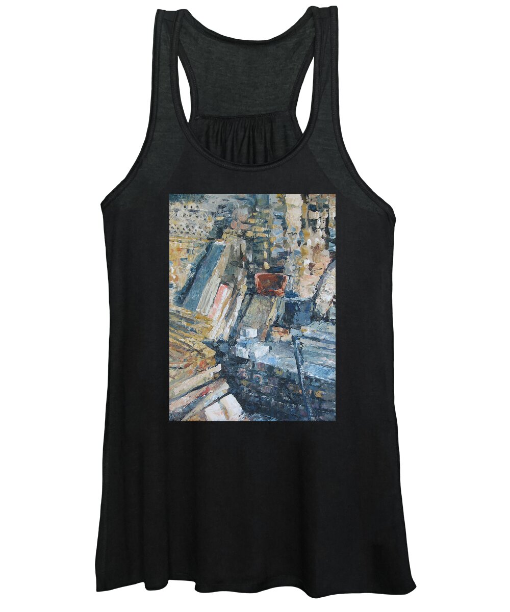Abstract Women's Tank Top featuring the painting Working to Abstraction by Connie Schaertl