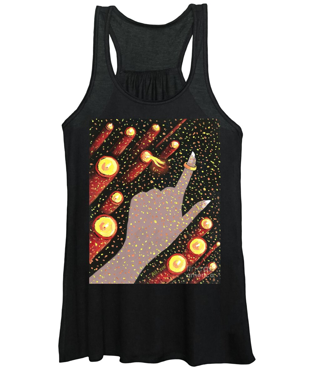 #sting #wrappedaroundmyfinger #music #candles Women's Tank Top featuring the painting Wrapped Around My Finger by Allison Constantino