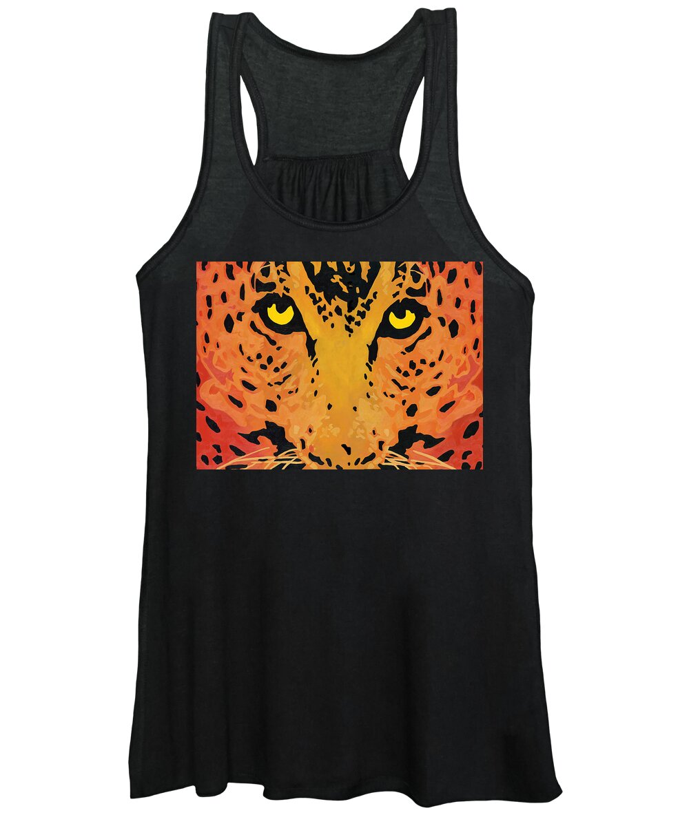 Leopard Women's Tank Top featuring the painting You Are Being Watched by Cheryl Bowman