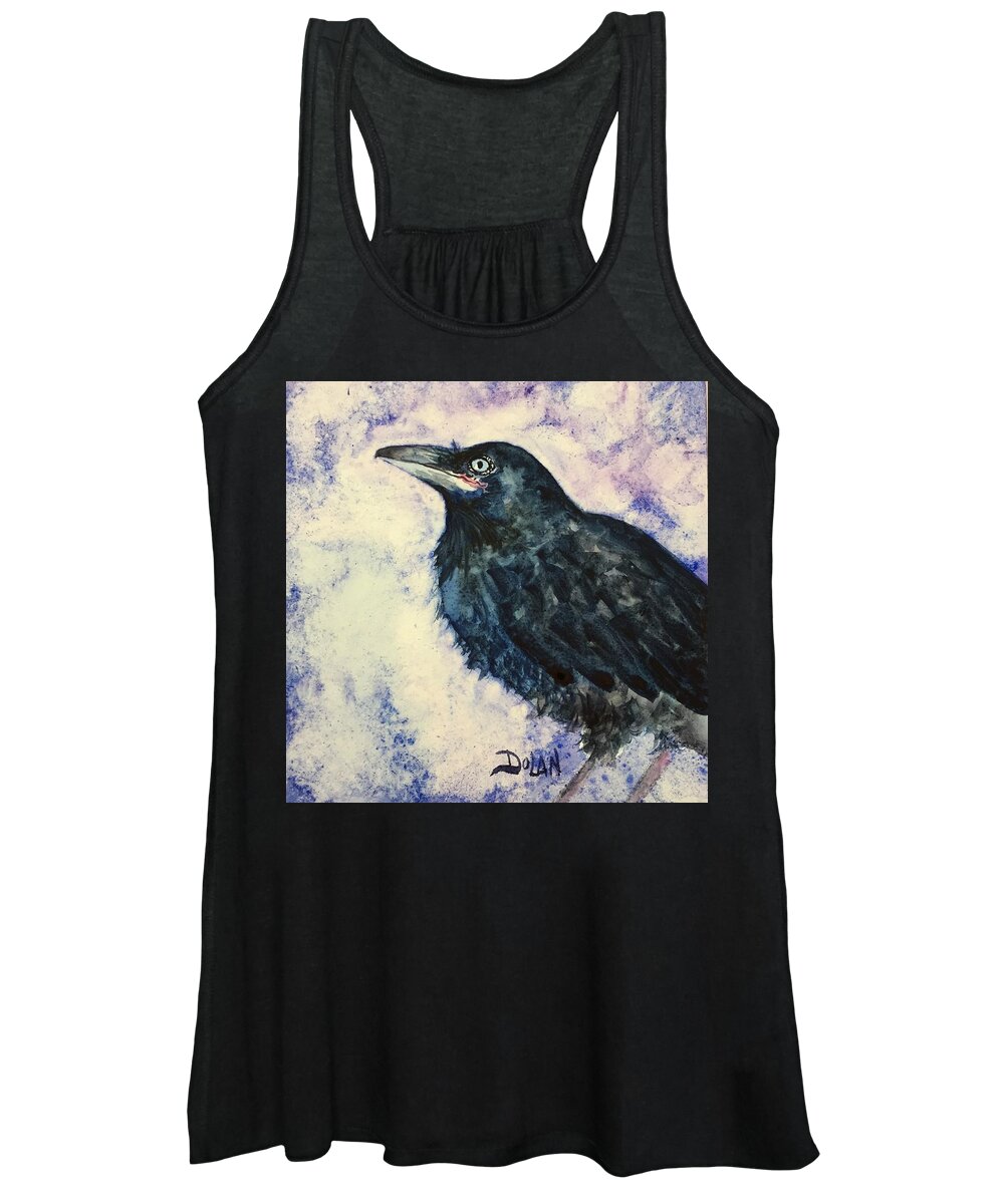 Young Raven Women's Tank Top featuring the painting Young Raven by Pat Dolan