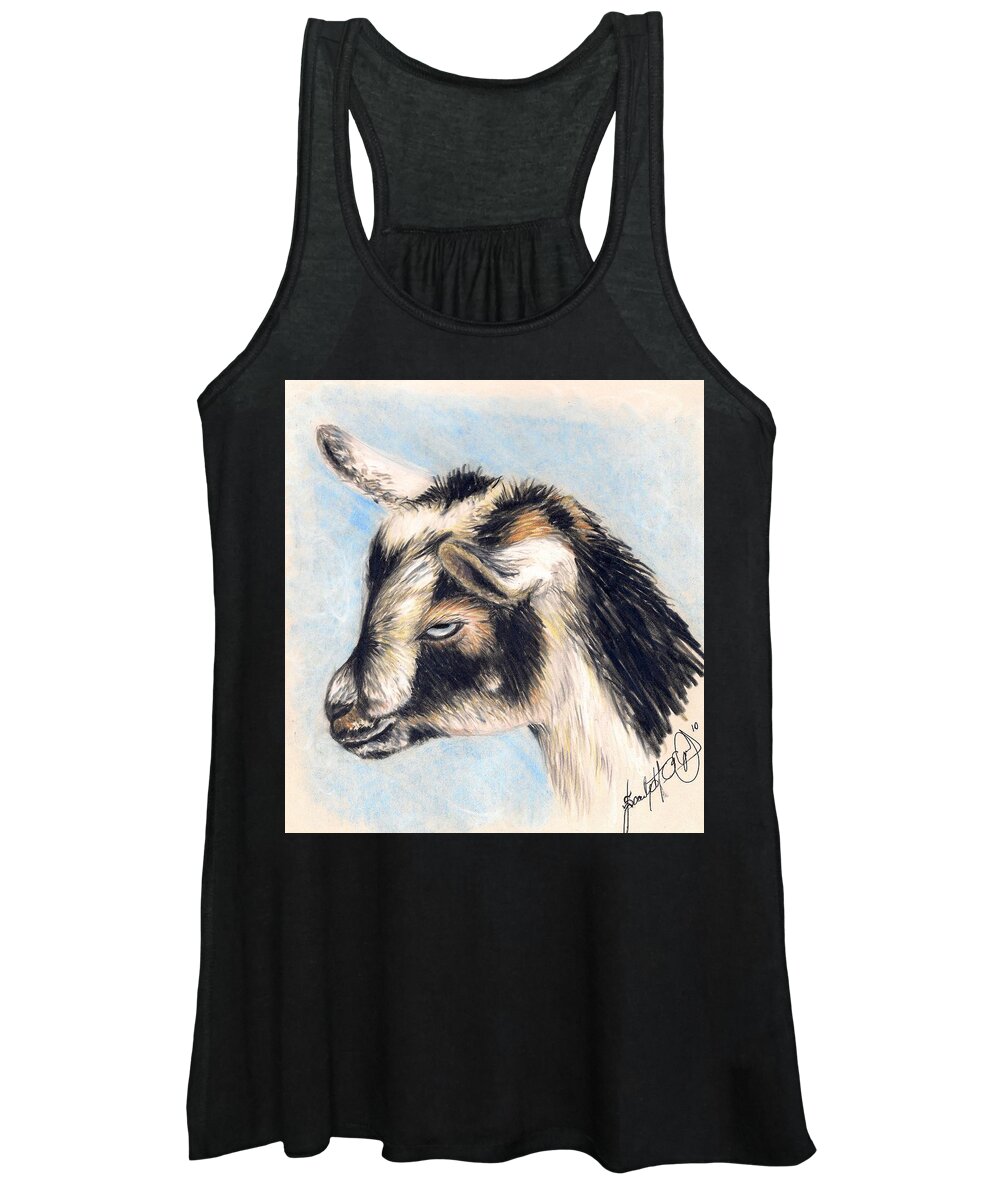 Nigerian Dawrf Women's Tank Top featuring the drawing Zoey The Goat by Scarlett Royale