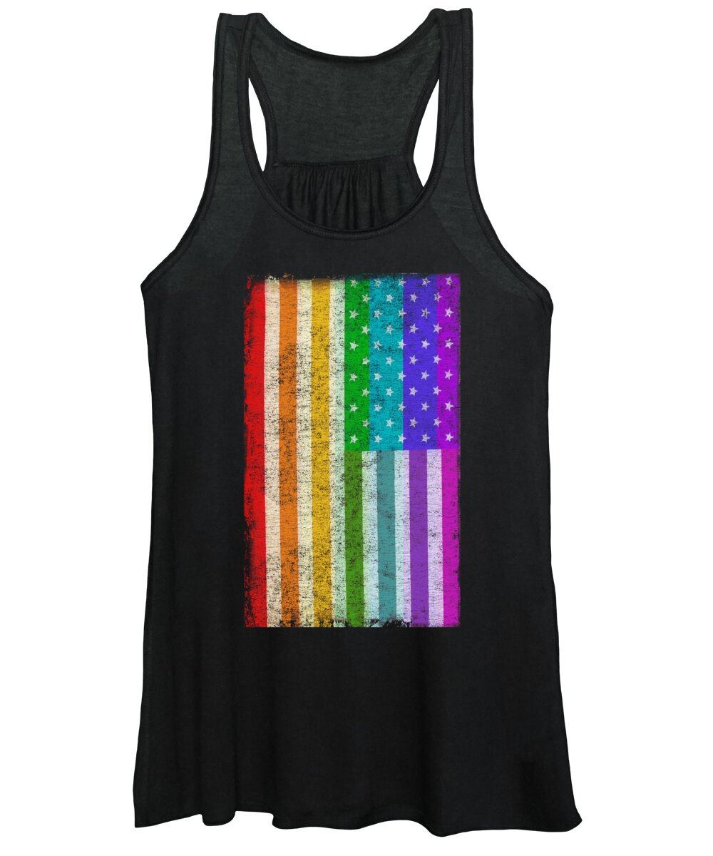 Cool Women's Tank Top featuring the digital art Rainbow Us Flag #1 by Flippin Sweet Gear