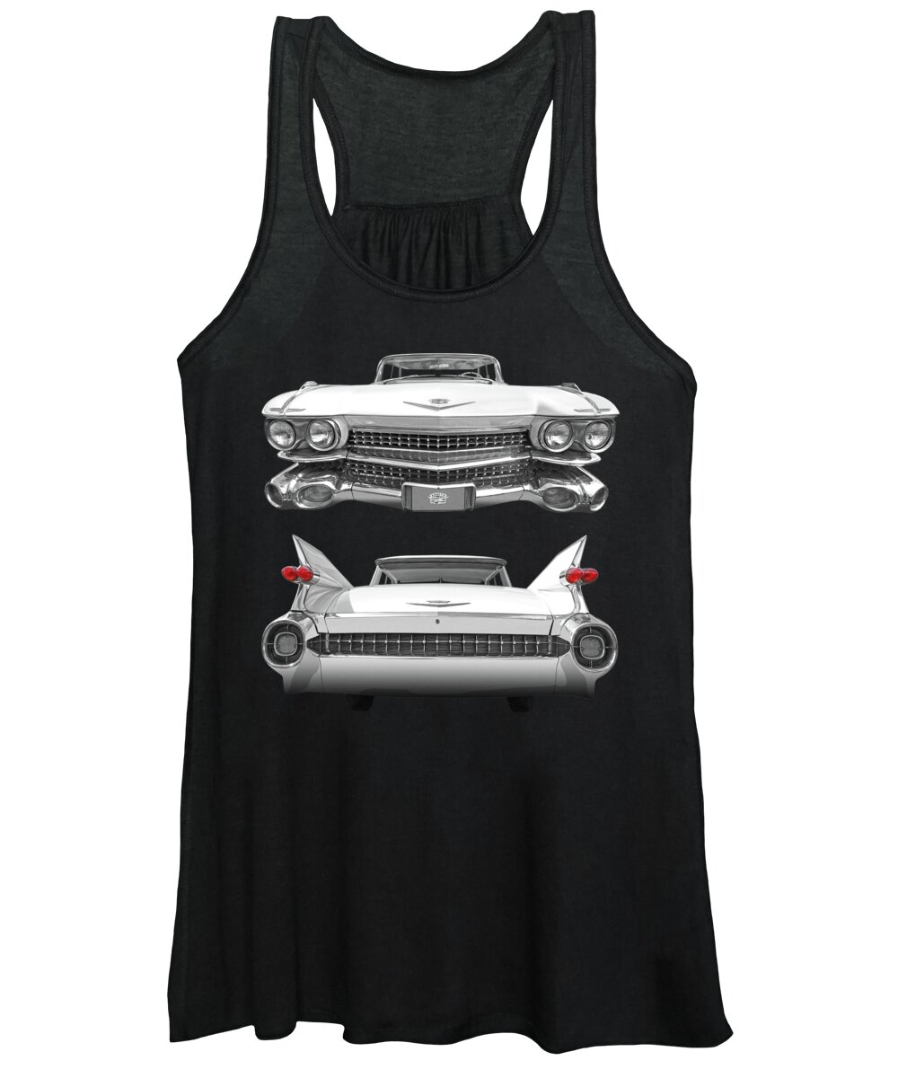 Cadillac Women's Tank Top featuring the photograph 1959 Cadillac Front and Rear Vertical by Gill Billington