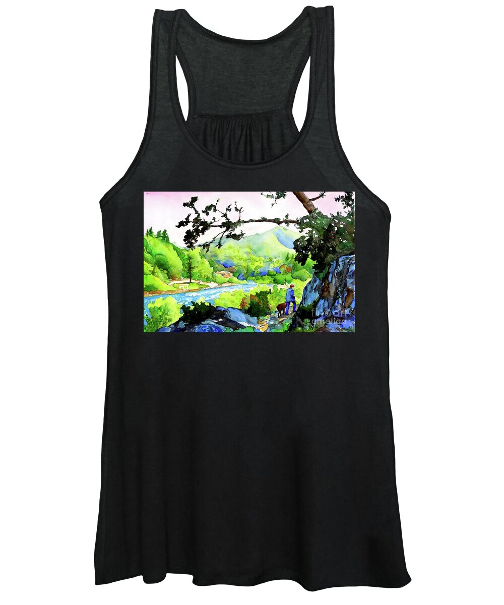 Henningsen Lotus Park Women's Tank Top featuring the painting #328 Lotus Park Trail #328 by William Lum