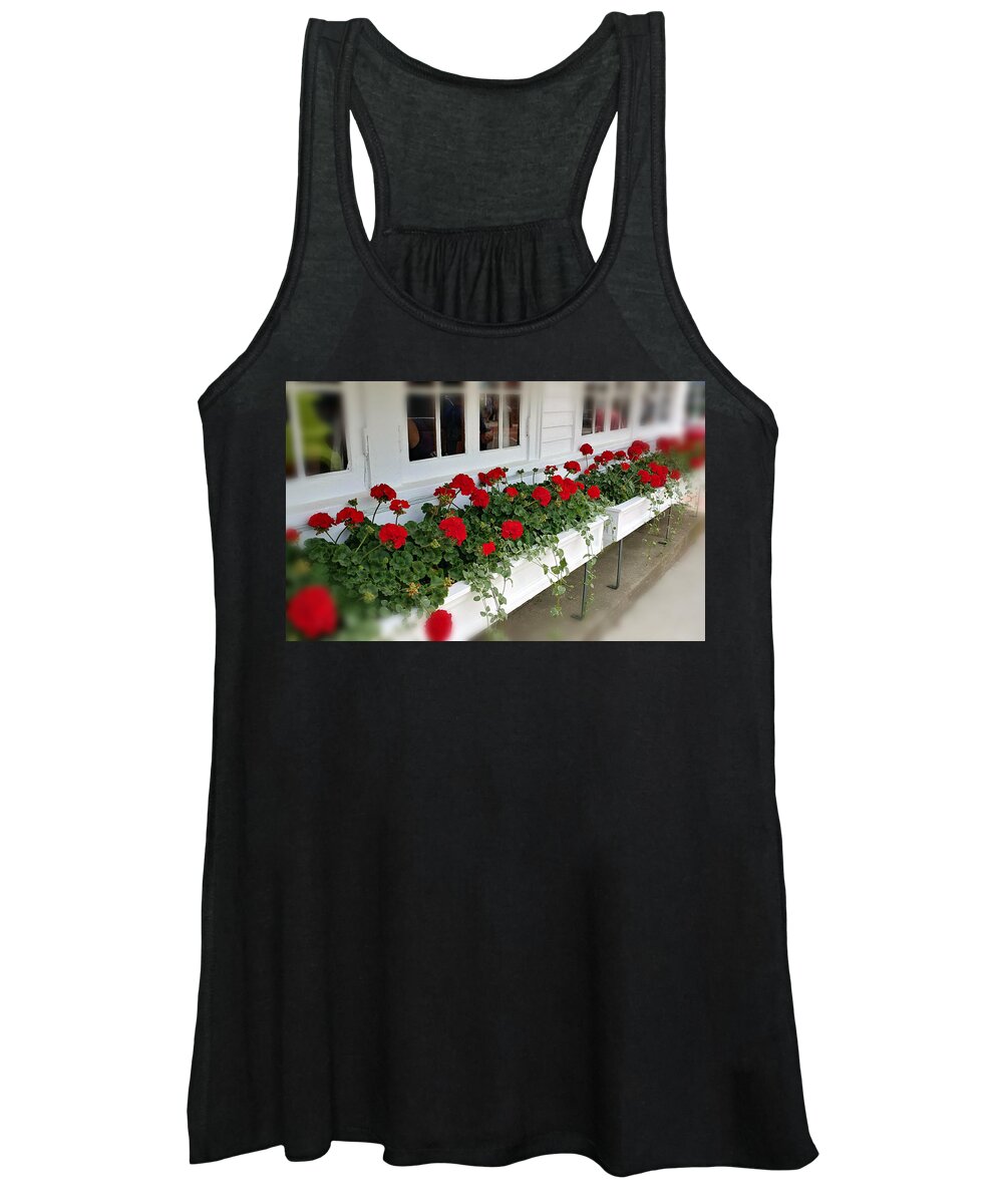 Geranium Women's Tank Top featuring the photograph A Touch of Red by Vicky Edgerly