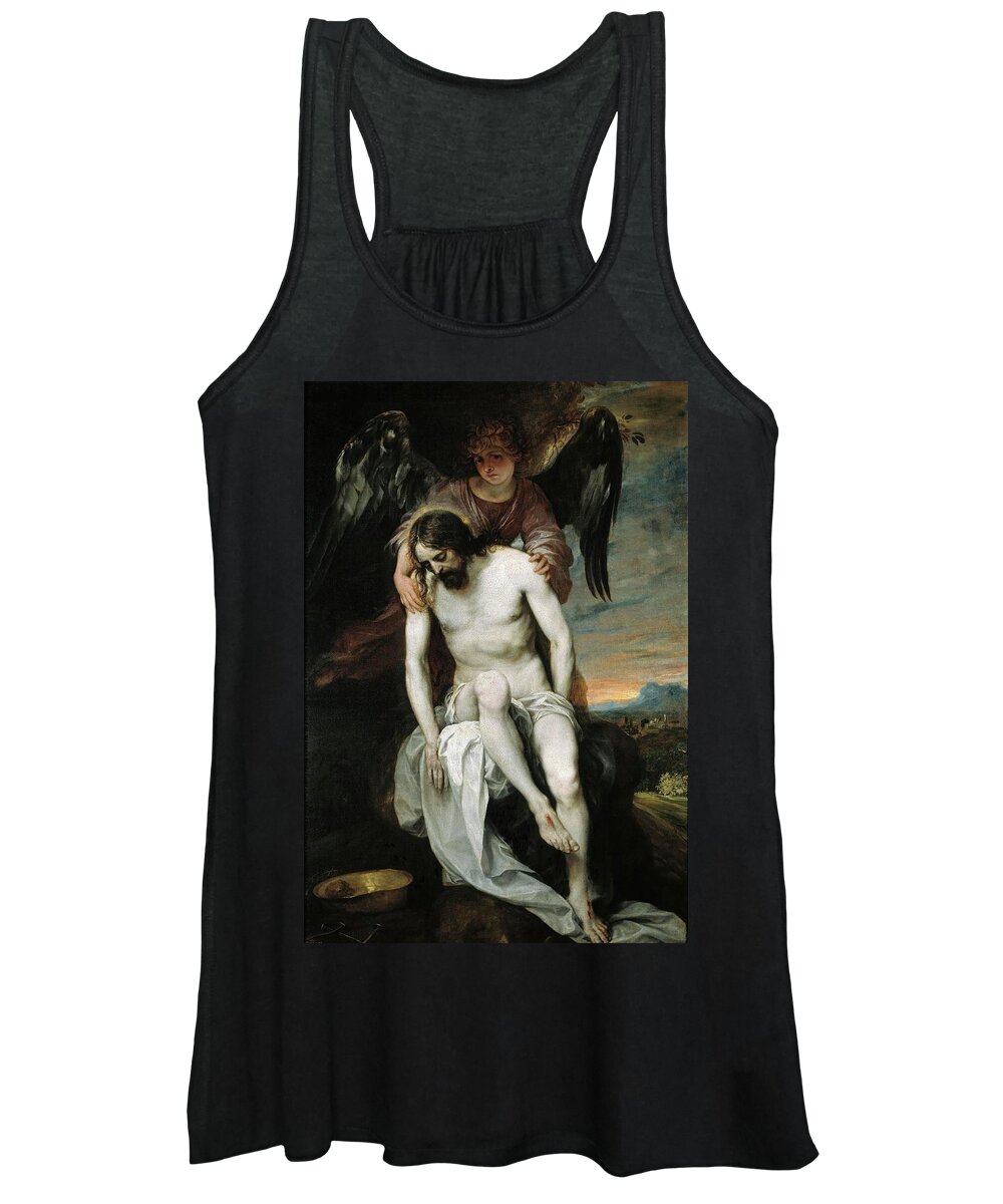 Alonzo Cano Women's Tank Top featuring the painting Alonso Cano / 'Dead Christ held by an Angel', 1646-1652, Spanish School. CRISTO MUERTO. by Alonso Cano -1601-1667-