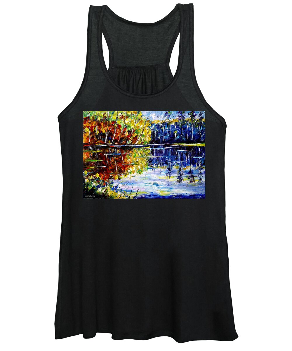 Colorful Landscape Painting Women's Tank Top featuring the painting At The Lake by Mirek Kuzniar