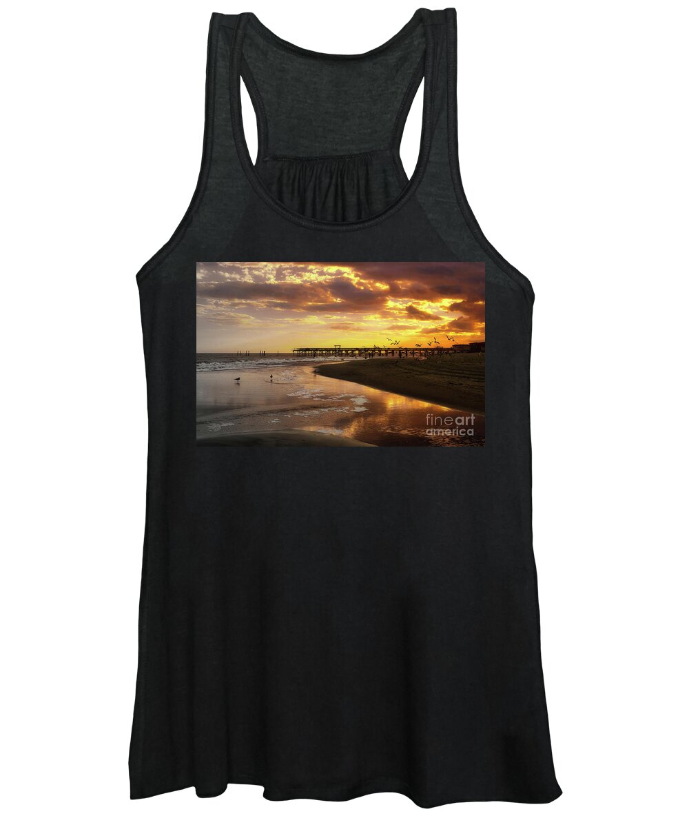 Scenic Women's Tank Top featuring the photograph B and W To Color Beach by Kathy Baccari